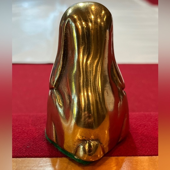 Basset HOUND SOLID BRASS DOG Puppy Droopy Ears 3” Tall golden Heavy Figurine MCM - Picture 2 of 15
